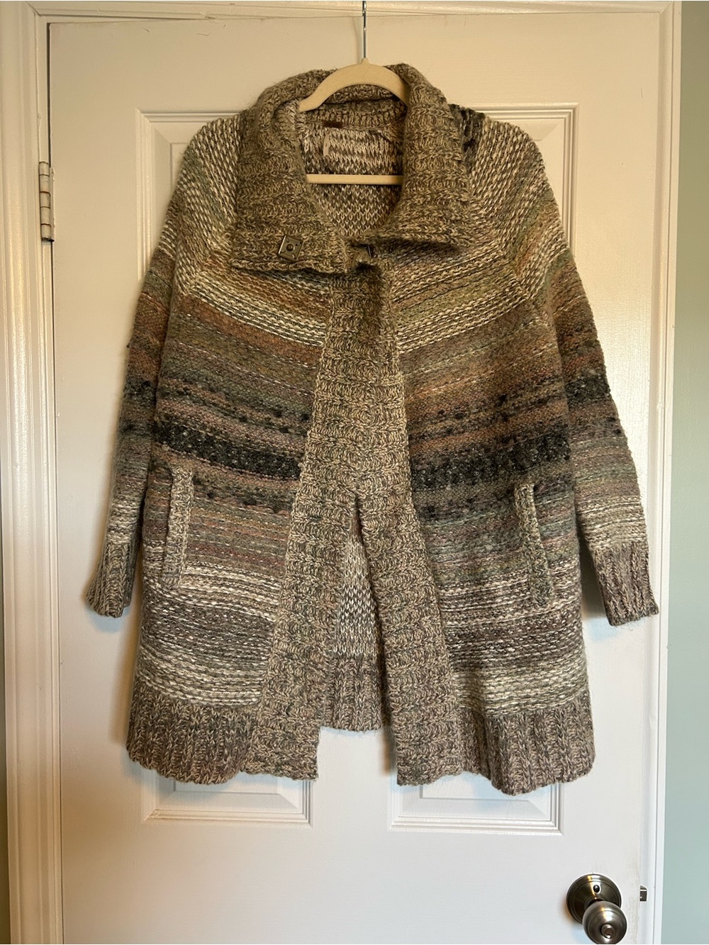 Free People chunky kit mohair snap button cardigan
